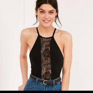 UO Out From Under Black Lace Bodysuit